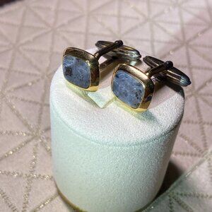 Vintage Dunhill 925 Sterling Silver Vermeil Cufflinks with Natural Blue…